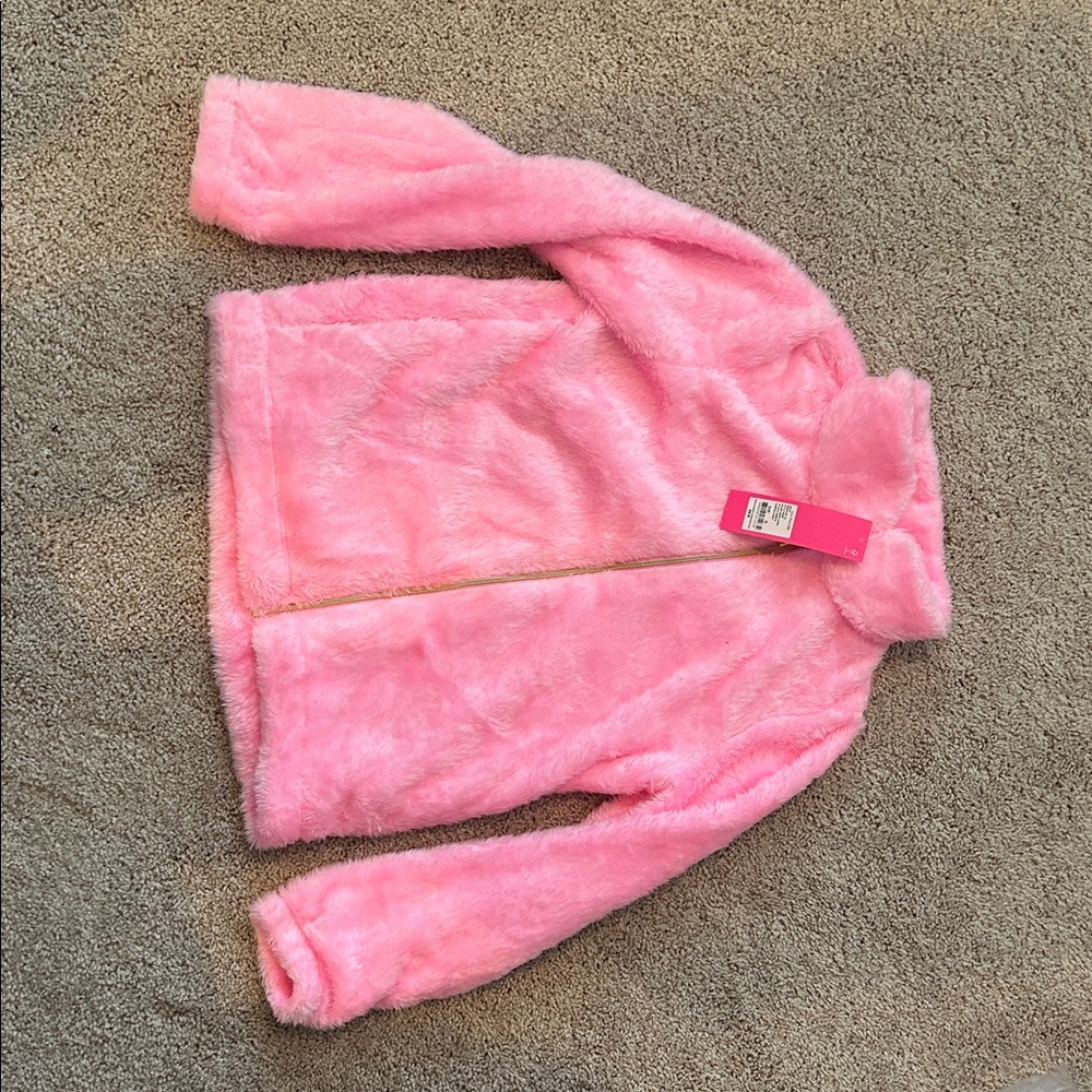 Lilly Pulitzer Idalene Sherpa Plush Mandavilla Baby Pink Jacket Girls XL(12/14)